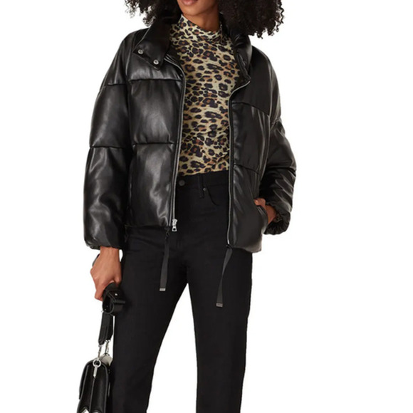 Milly Faux Leather Puffer Jacket S - Picture 1 of 10